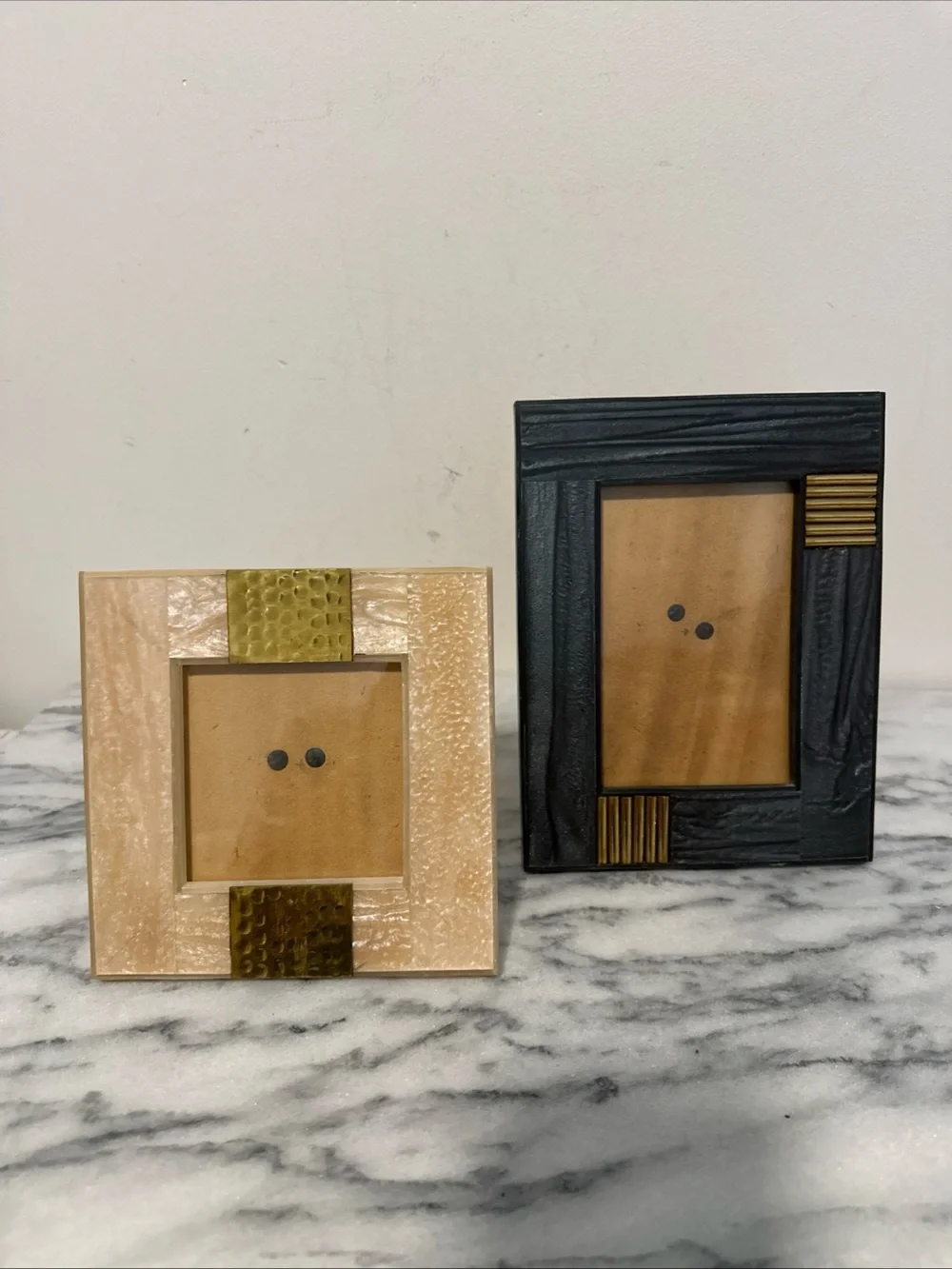 Anthropologie Neutral and Black Decorative Photo Frame Set - Home Accents